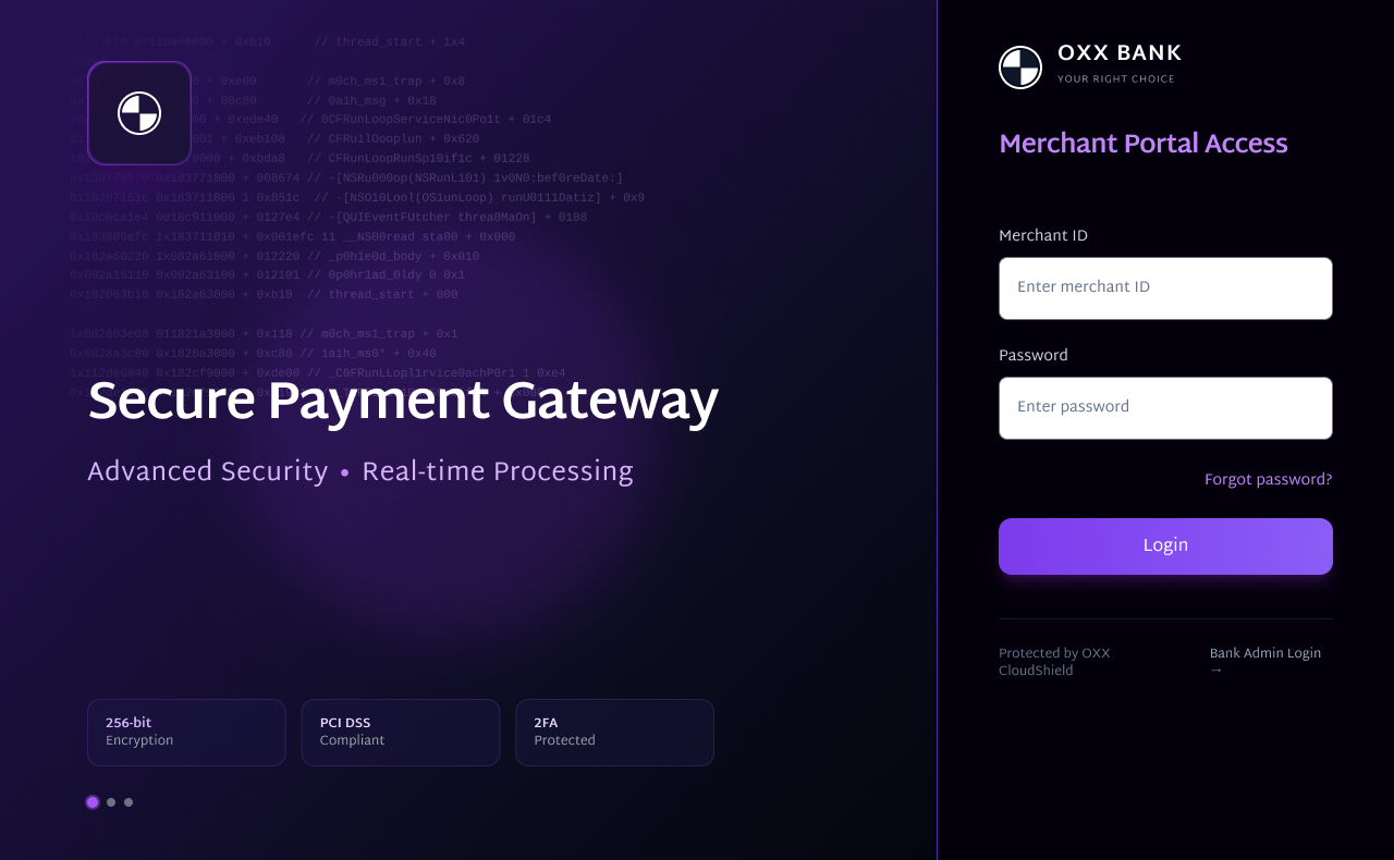 OXX Merchant User Login – Merchant portal sign-in