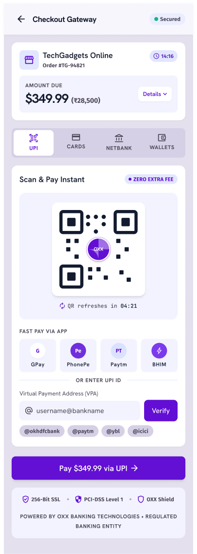 OXX Mobile Application Views – Merchant dashboard – light